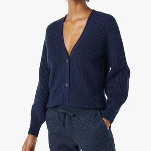 Amazon Essentials Women's Soft Touch Ribbed Blouson Cardigan in Navy (size S)